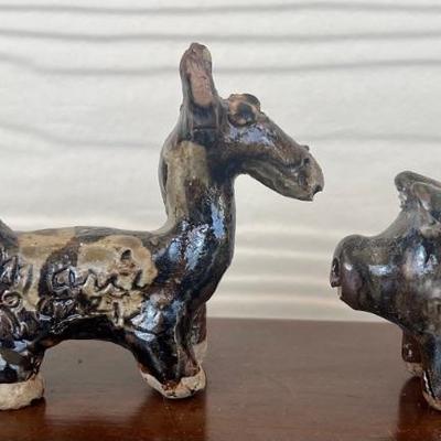 Pair Of Vintage Marie Rogers Signed Pottery Miniature Animals
