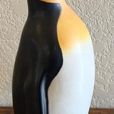 Vintage Ceramic Pondus The Penguin 10.75" Coin Bank With Key Made In Denmark