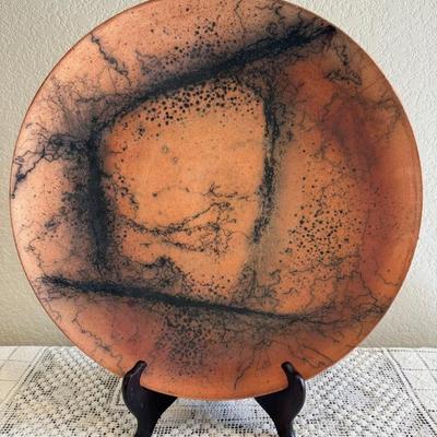 Vintage Raku Studio Pottery Horse Hair Platter