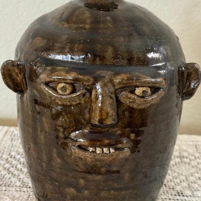 Reggie Meaders Stoneware Face Pottery Jug Signed