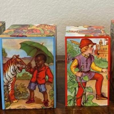 (4) 1939 Sam L. Gabriel Sons Vintage Fairytale Card Board Nesting Boxes 