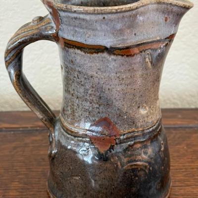 MCM Plum Tree Pottery John Glick Hand Thrown Pottery 6.5" Twisted Handled Pitcher