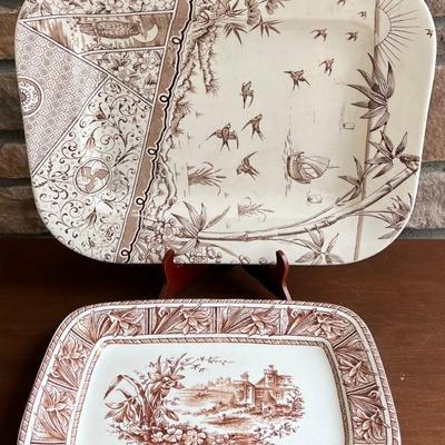 (2) Antique Ironstone Trays - W. H. Cringley & Tunstall And Melbourne