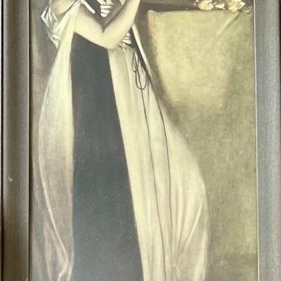 Antique Art Nouveau " Izabella And The Pot Of Basil" Framed Print Reinthal & Newman Publishing NY