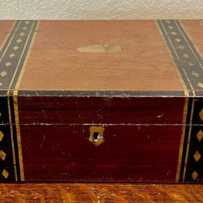 Antique 1900's Wood Document Box With Lock