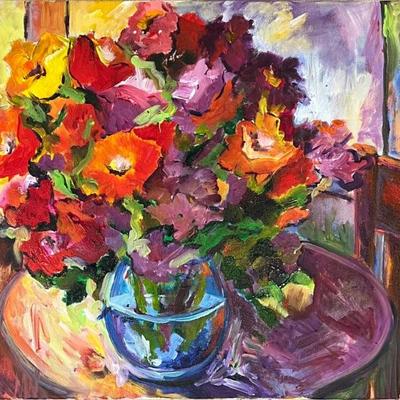 Original Weyant Floral Acrylic On Canvas Out Of Frame
