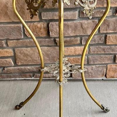 Late 19th Century Victorian Brass And Marble Pedestal Fernery Stand