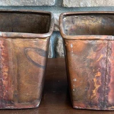 Pair Of Solid Copper Planters Made In Turkey