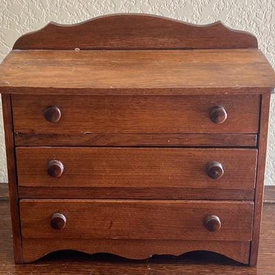 Antique Table Top 3 Drawer Miniature Salesman Sample Dresser