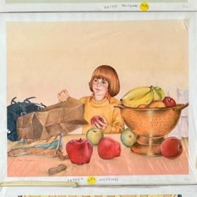 (3) Original Carol Newsom Out Of Frame Pencil And Watercolor Pieces