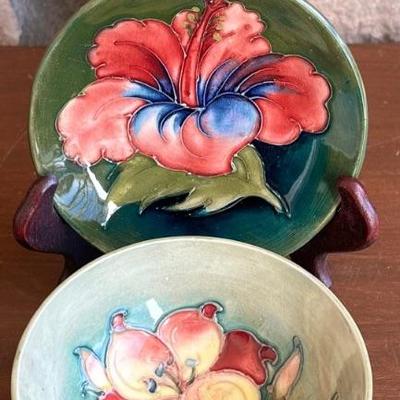 Vintage William Moorcroft Glazed Pottery Bowl And Dish England