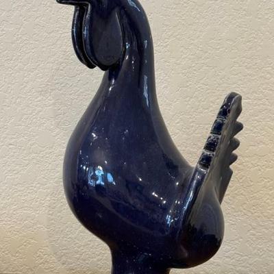 Vintage 17" Edwin Meaders Georgia Folk Art Cobalt Pottery Rooster