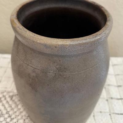 Antique Salt Glazed Stoneware Grey Tone Crock