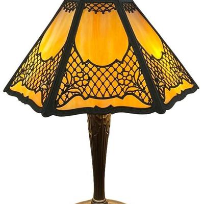 Antique Slag Glass Double Pull Lamp 