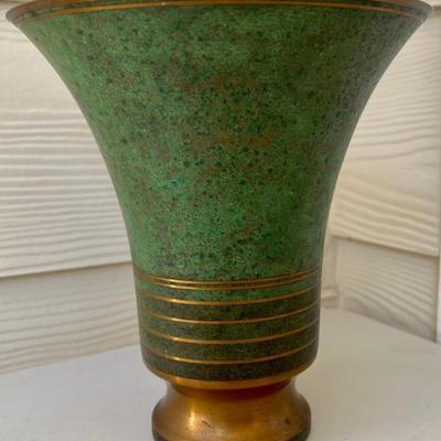 Carl Sorensen 1920's Art Deco Patina Bronze Trumpet Vase