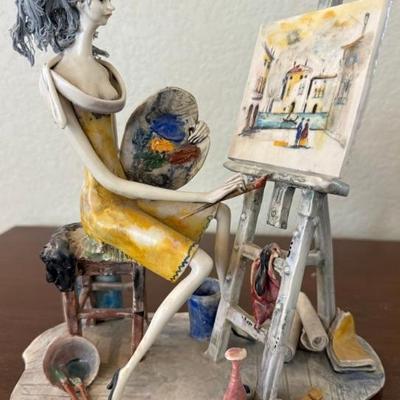 Vintage Italy Adriano Columbo Lo Scricciolo Porcelain Artist With Easel Figurine No. 216