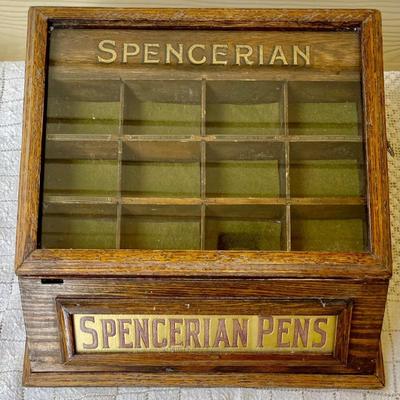 Rare Antique Oak Spencerian Two Drawer Counter Display Case 