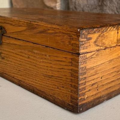Antique Dove Tail Wooden Box And Metal Latch