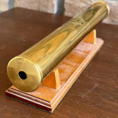 Vintage Brass 13" Engraved Kaleidoscope With Wooden Stand