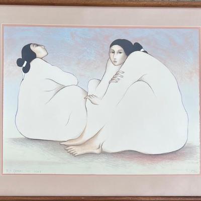 Large RC Gorman 1983 Limited Edition Print " Women From Chaco Canyon" In Wood Frame XIV Of XX