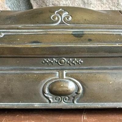 Art Nouveau Solid Brass Casket Box
