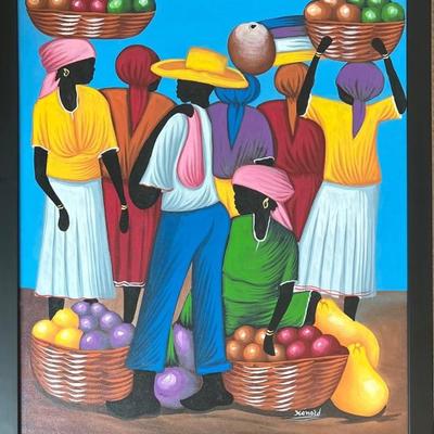 Kenold Eqinvil Haitian Market Print In Frame 