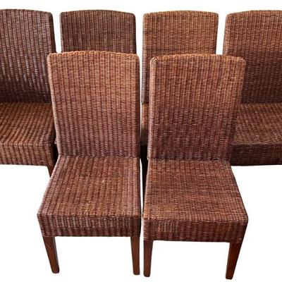 Set Of 6 Vintage Rattan Dining Chairs