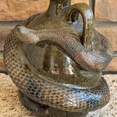 Michael And Melvin Crocker Pottery Snake Jug 1992