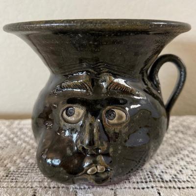 Michael And Melvin Crocker Handled Pottery Face Spittoon