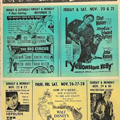 1959 Roach Theatre Lincoln, Kansas Movie Schedule Poster