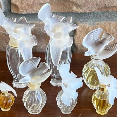 (7) Small Nina Ricci And Jacqueline Cochran Lalique Perfume Bottles