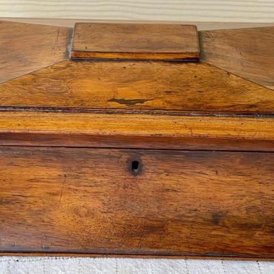 Antique English Chippendale Regency Rose Wood Sarcophagus Tea Caddy