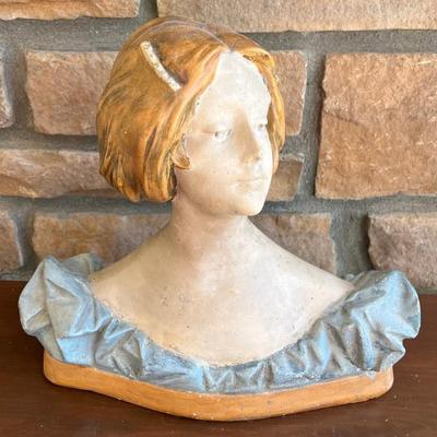 Vintage Chalkware 13" X 11" Female Bust
