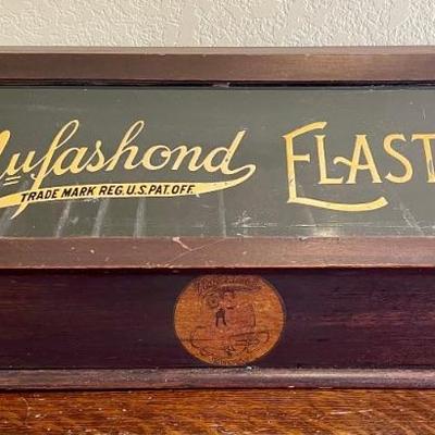 Antique Nufashond Elastic Wood Mercantile Display Cabinet 