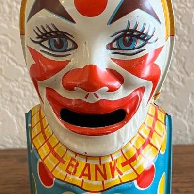 Vintage J. Chein & Co. Tin Clown Tongue Toy Bank