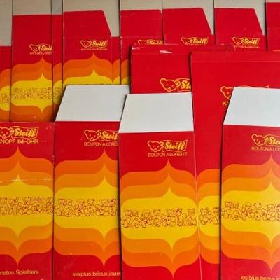 (13) Assorted Size Vintage Steiff Broken Down Card Board Boxes