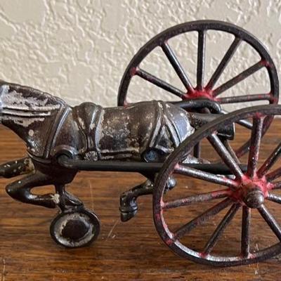 Vintage Solid Cast Iron Horse Figurine With Moving Wheels