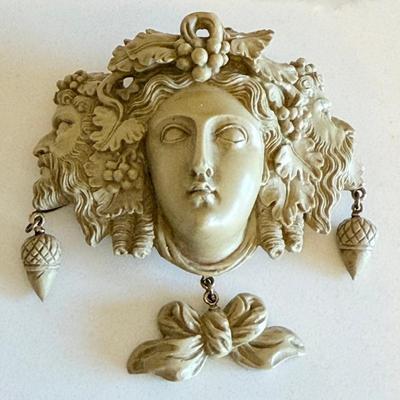 Victorian Antique Lava Cameo Pendant (missing Pin) 