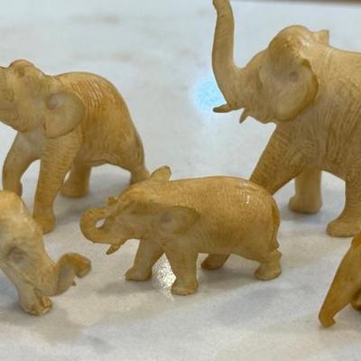 (5) Vintage Carved Bone Elephants