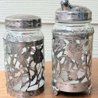 (2) Sterling Silver 925 Mexico Plateria Alejo Vintage Nestle Glass Jars With Sterling Lids