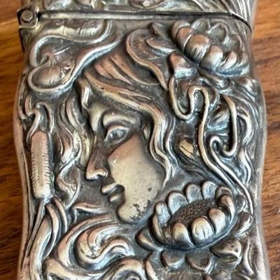 Antique Repousse Silver Victorian Female Face Match Sale 