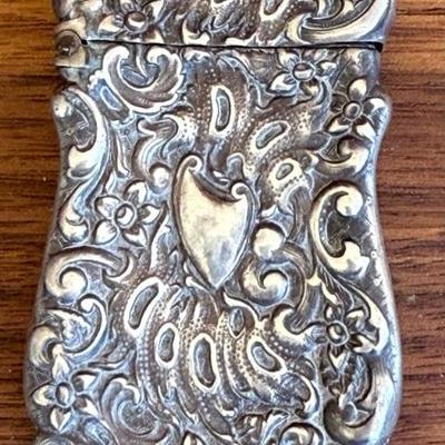 Antique Victorian Sterling Silver Repousse Match Safe (as Is) Total Weight 22.87 Grams 