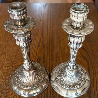 (2) Antique 800 Silver Candle Holders (as Is) - 401 Grams Total