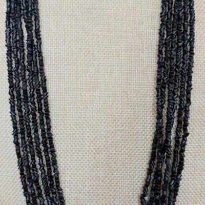 Antique Multistrand Black Glass Bead Mourning Necklace