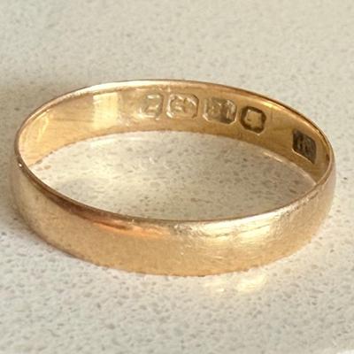 1848 - 18K Gold Birmingham England Band Ring - Size 6 - Total Weight 1.51 Grams 