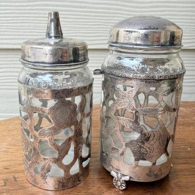(2) Sterling Silver 925 Mexico Plateria Alejo Vintage Nestle Glass Jars With Sterling Lids