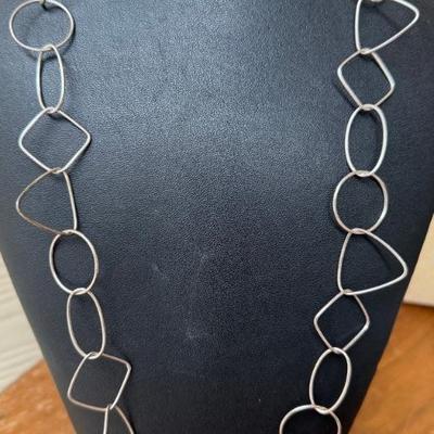 Sterling Silver 18 Inch Large Assorted Shape Link Necklace - Total Weight 22.73 Grams 
