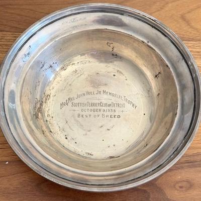 Gorham Sterling Silver 1938 Scottish Terrier Club 8 Inch Trophy Best Of Breed 42623 Total Weight 307 Grams