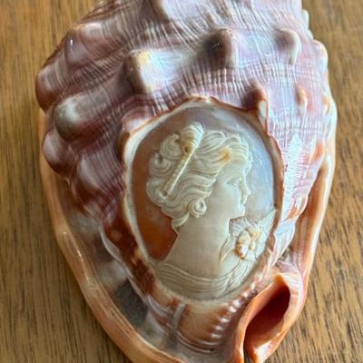 Lovely Carved Victorian Carved Cameo Conch Shell