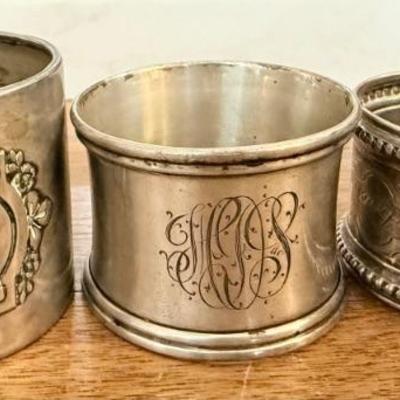 (3) Victorian Napkin Rings - Sterling Silver, 800 Silver, And Marked S 250 - 51.74 Grams Total